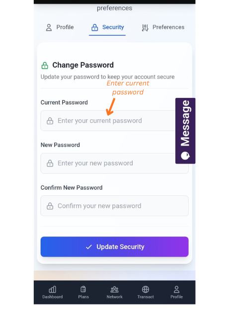 Enter Your Current Password